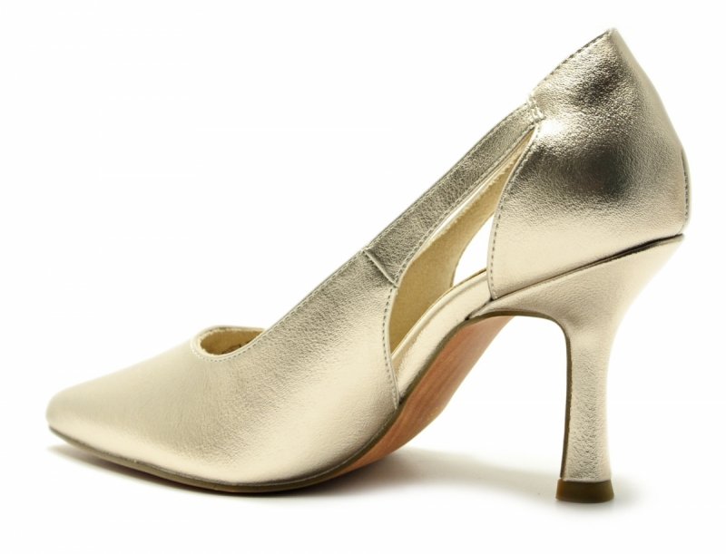 Czółenka 37 MARCO TOZZI szpilki 22427 platynowe złote 