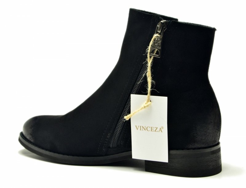 Botki 37 czarne VINCEZA 39961 zamsz płaskie damskie