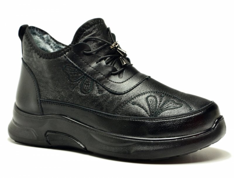 Botki półbuty 39 Potocki 16355 płaskie czarne ocieplane