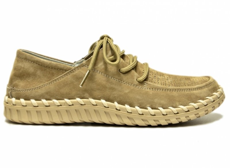 Półbuty mokasyny damskie beżowe 37 skóra FILIPPO 7692 skórzane zamsz sznurowane
