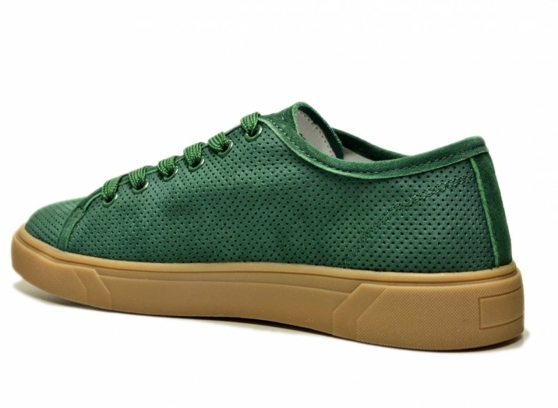 Półbuty sneakersy zielone 41 skóra FILIPPO 7666 skórzane zamsz ażurowane
