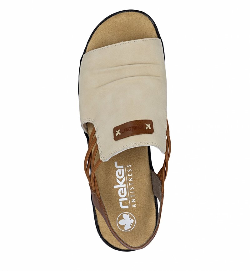 Sandałki beżowe 37 RIEKER 62962 beż na koturnie platformie