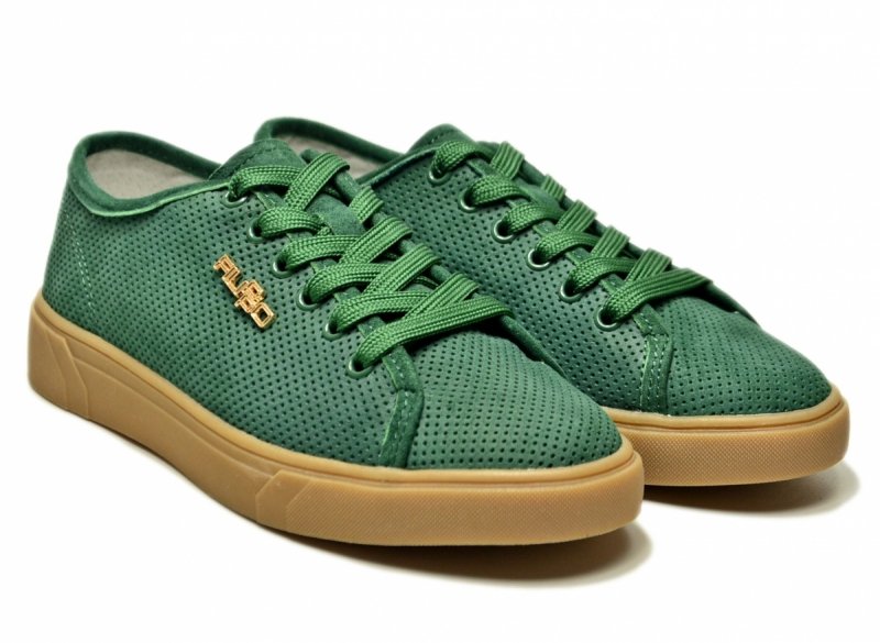 Półbuty sneakersy zielone 36 skóra FILIPPO 7666 skórzane zamsz ażurowane