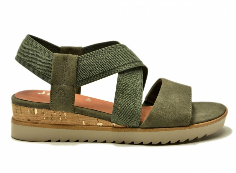 Sandały zielone oliwkowe 38 JANA 28764 na platformie koturnie 