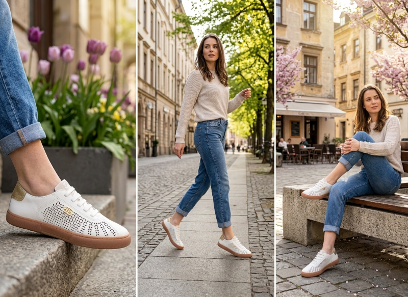 Półbuty sneakersy 37 białe skóra  BOTTERO 376604 skórzane ażurowane