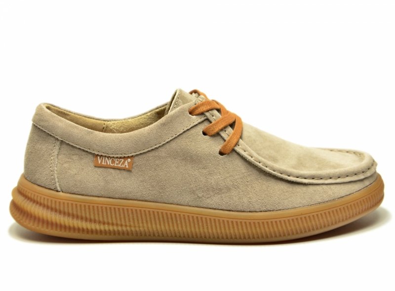 Półbuty 37 skóra VINCEZA 95391 beżowe skórzane zamsz beż