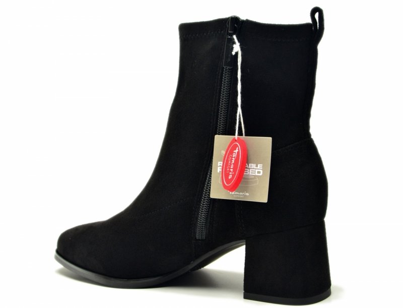 Botki 39 TAMARIS 85308 czarne zamsz na obcasie