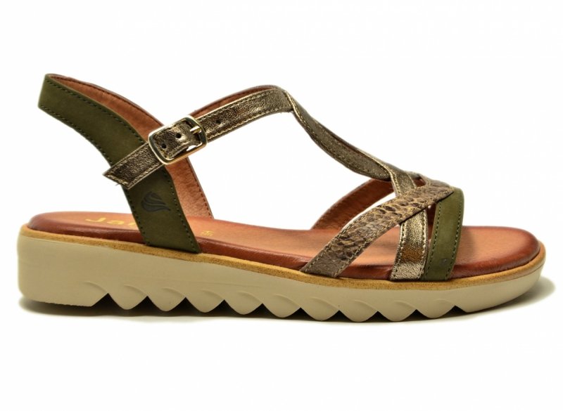 Sandały zielone 38 JANA 28278 sandałki złote płaskie oliwkowe