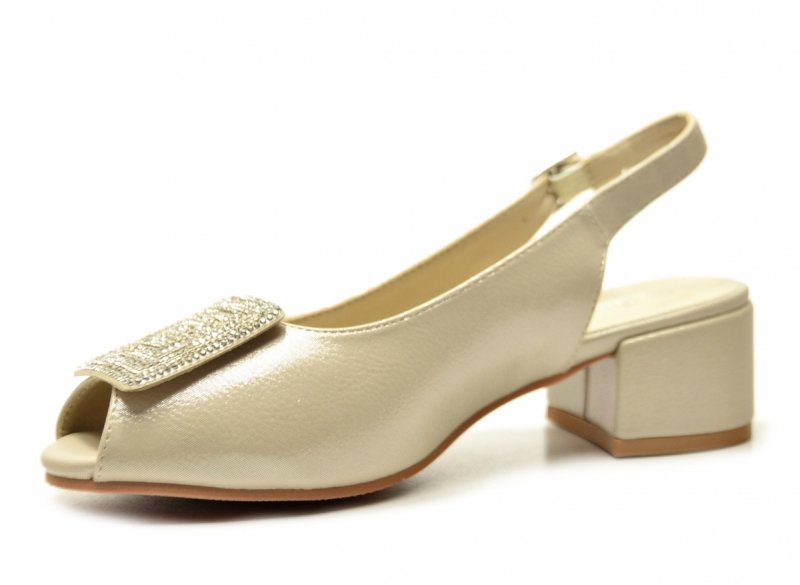 Sandałki damskie złote 36 na obcasie POTOCKI 12809 wizytowe czółenka