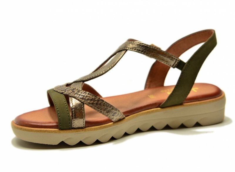 Sandały zielone 39 JANA 28278 sandałki złote płaskie oliwkowe
