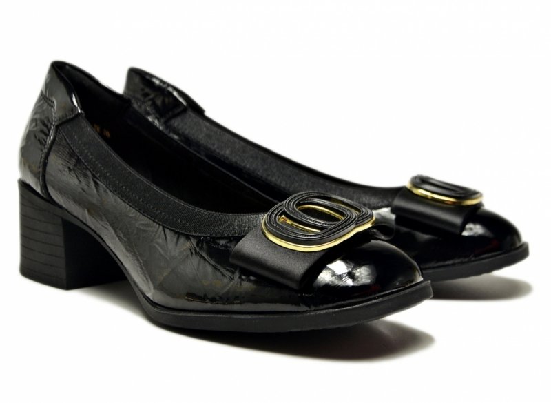 Czółenka czarne 37 skóra FILIPPO 6960 skórzane lakier półb