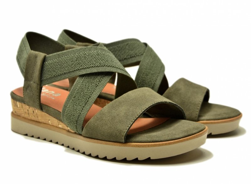 Sandały zielone oliwkowe 36 JANA 28764 na platformie koturnie 