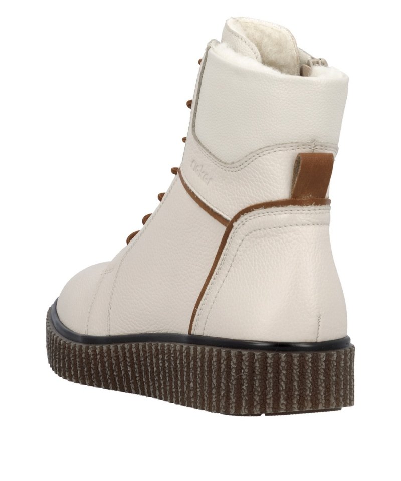 BOTKI 41 RIEKER 4303 damskie białe skóra płaskie ocieplane