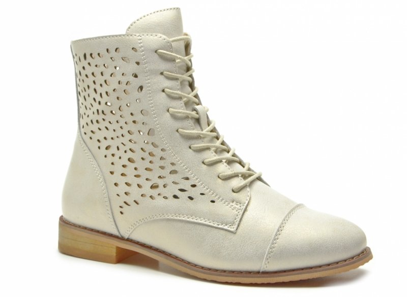 Botki złote 38 skóra CAMBELL 19419 ażurowane skórzane