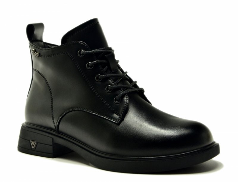 Botki 38 VINCEZA 39953 czarne skóra skórzane damskie płaskie