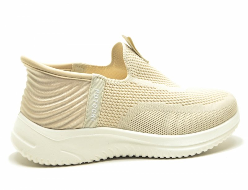 Półbuty 39 sportowe POTOCKI 01312 beż slip-ins beżowe damskie