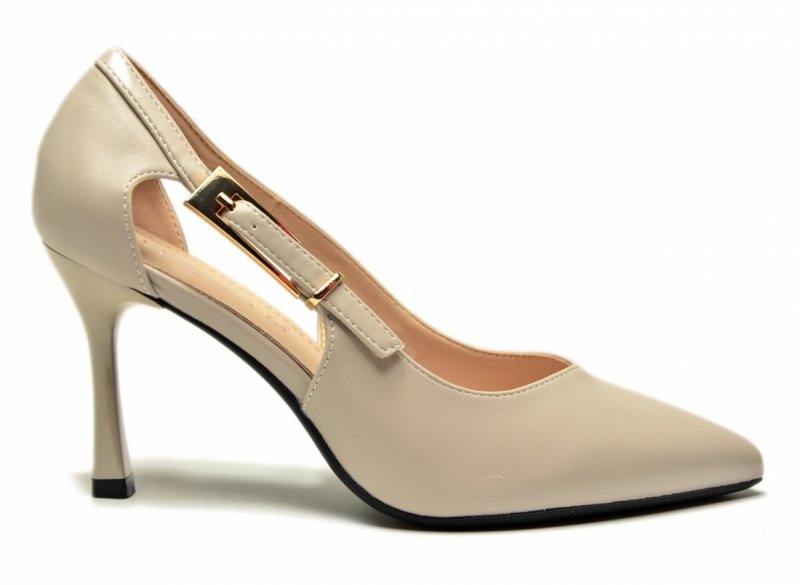 Czółenka szpilki szare 39 VINCEZA 62288 beżowe zimny beż