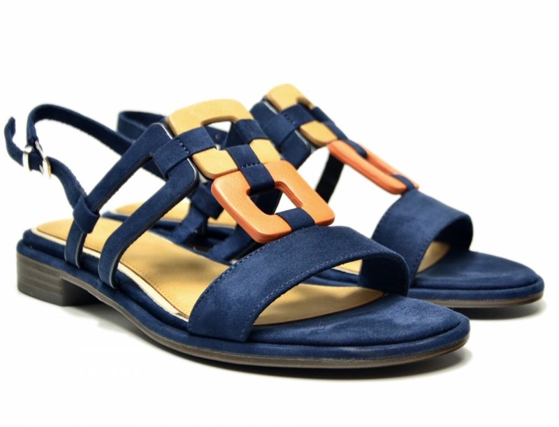 Sandałki 40 Sokolski 110 granatowe płaskie zamsz 