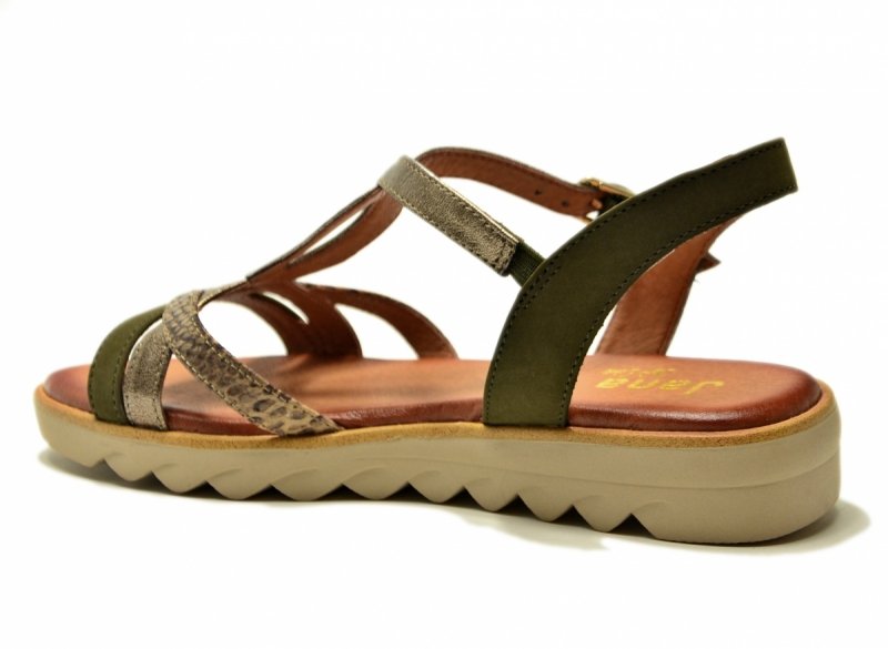 Sandały zielone 36 JANA 28265 sandałki złote płaskie oliwkowe