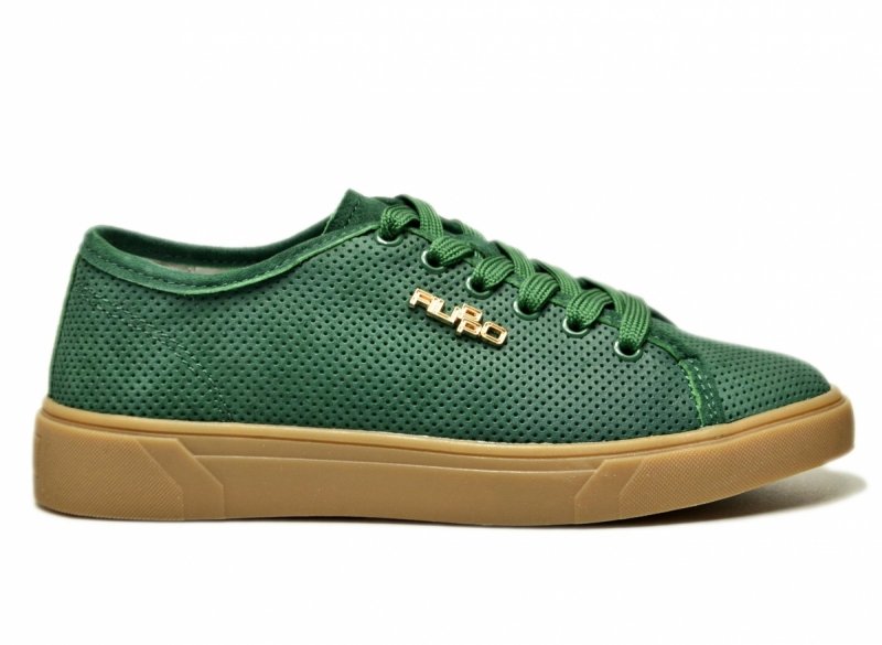 Półbuty sneakersy zielone 41 skóra FILIPPO 7666 skórzane zamsz ażurowane
