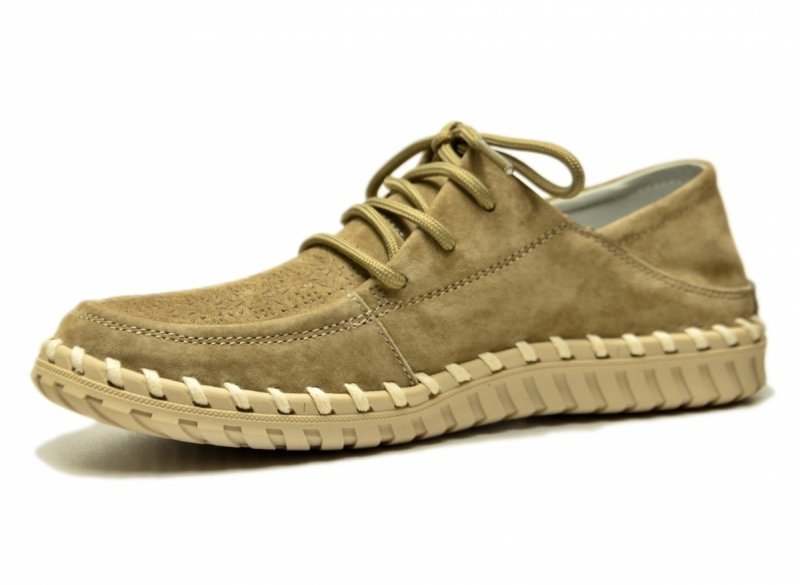 Półbuty mokasyny damskie beżowe 36 skóra FILIPPO 7692 skórzane zamsz sznurowane