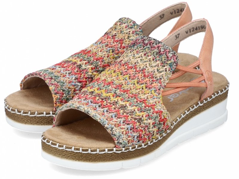 Sandałki damskie 41 RIEKER V1241 na koturnie platformie