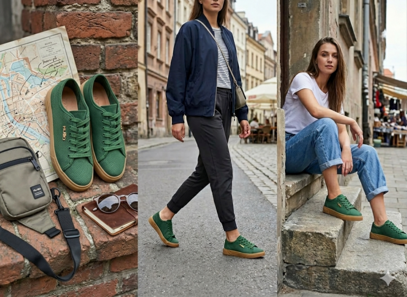 Półbuty sneakersy zielone 41 skóra FILIPPO 7666 skórzane zamsz ażurowane