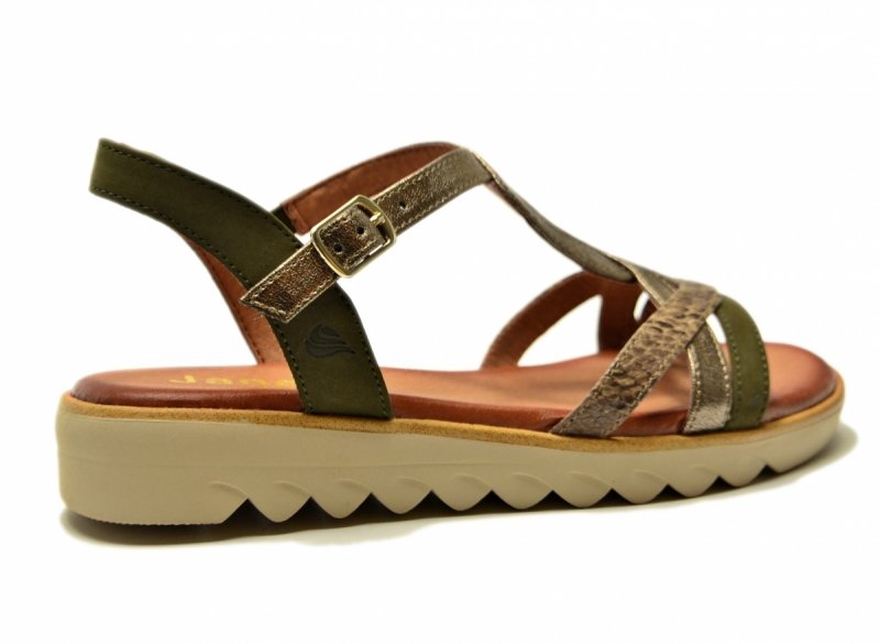 Sandały zielone 37 JANA 28278 sandałki złote płaskie oliwkowe