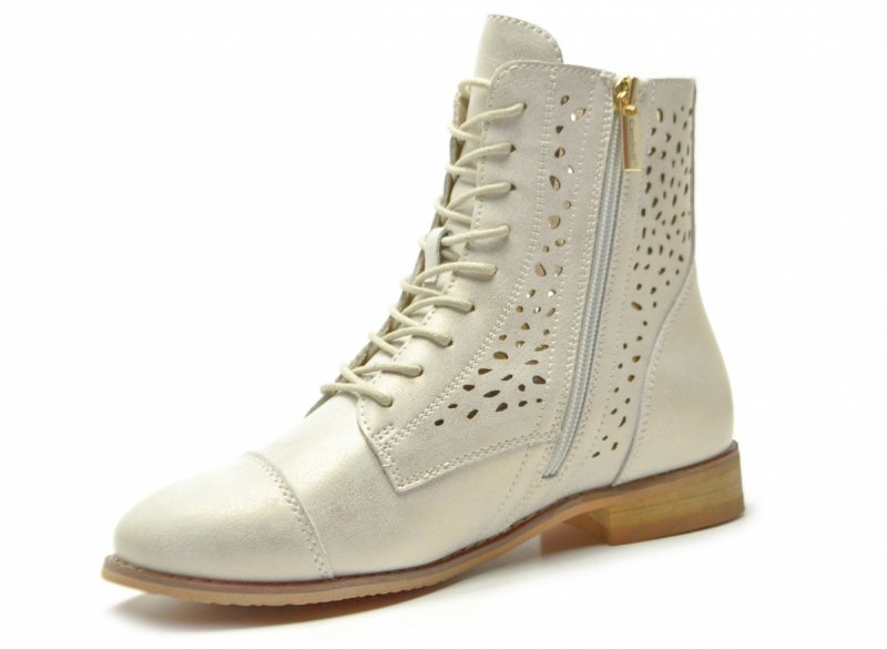 Botki złote 38 skóra CAMBELL 19419 ażurowane skórzane