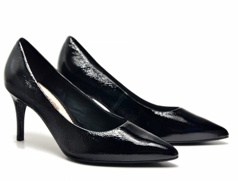 Czółenka 36 szpilki BOTTERO skóra czarne lakier skórzane