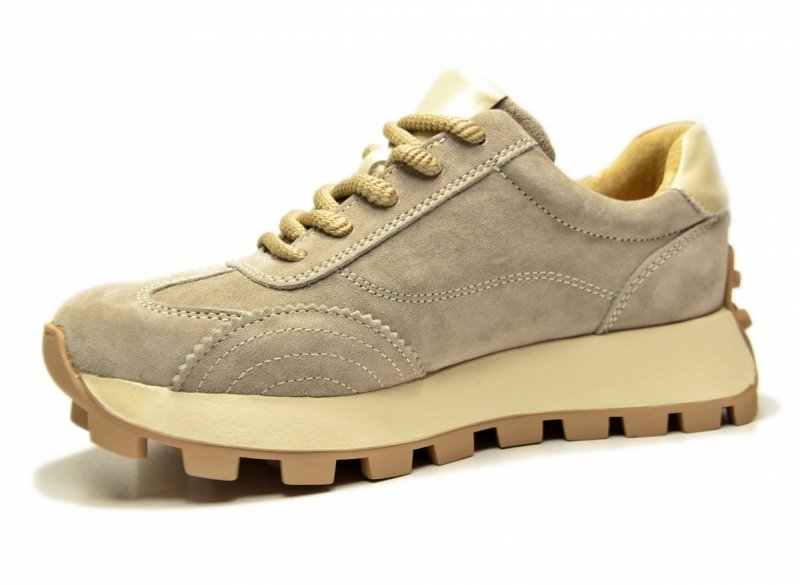 Sneakersy beż 39 skóra FILIPPO 7498 beżowe skórzane zamsz półbuty