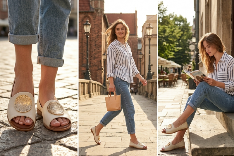 Baleriny złote 38 skóra bez palcy CAMBELL 19389 beżowe damskie skórzane 