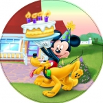 Modecor - opłatek na tort okrągły Mickey Mouse & Pluto Urodziny