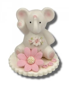 Hokus - Słonik z kwiatkiem różowy - Figurka na tort