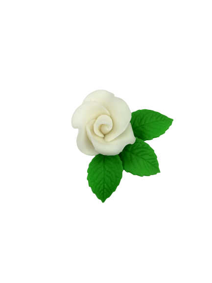 Róża mała z listkami - biała 20 kompletów