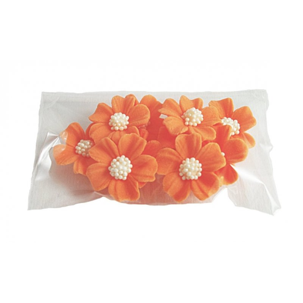 Kwiatki cukrowe na tort NIEZAPOMINAJKA (8x10szt) pomarańczowe