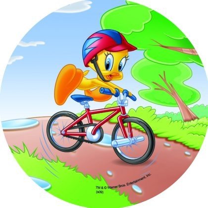 Modecor - opłatek na tort okrągły Tweety na rowerze