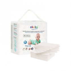 AKUKU Podkłady jednorazowe do przewijania niemowląt Baby Soft 40x60 cm (a0500) 1 op. - 15 szt.
