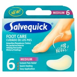 SALVEQUICK Foot Care Plastry na pęcherze i otarcia stóp hydrokoloidalna ochrona - średni, 6 szt.