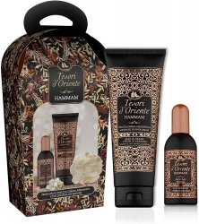 TESORI D`ORIENTE Zestaw prezentowy Hammam (woda toaletowa 100 ml + żel pod prysznic 75 ml + myjka do kąpieli)