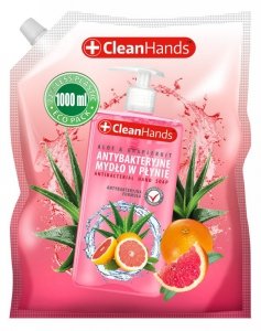 CLEAN HANDS Hand Soap Mydło antybakteryjne w płynie Aloes i Grejpfrut - zapas 1000 ml 