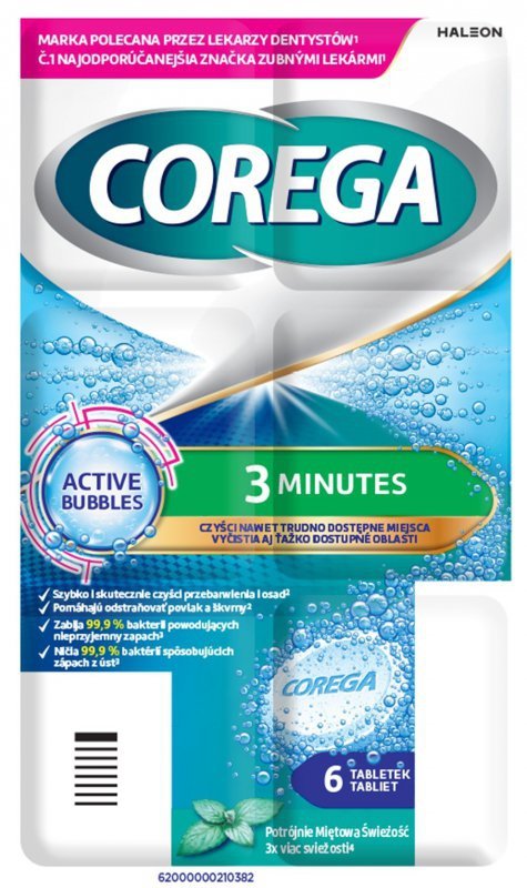 COREGA Tabs 3 Minuty Tabletka czyszcząca do protez zębowych - 6 sztuk