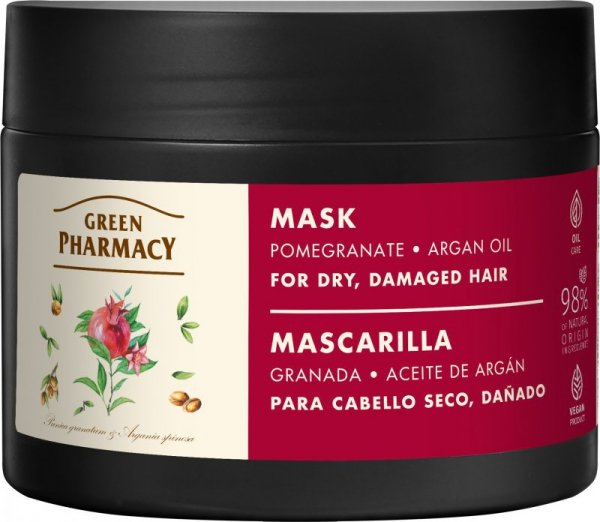 GREEN PHARMACY Maska do włosów suchych i zniszczonych Granat i Olej arganowy 300 ml