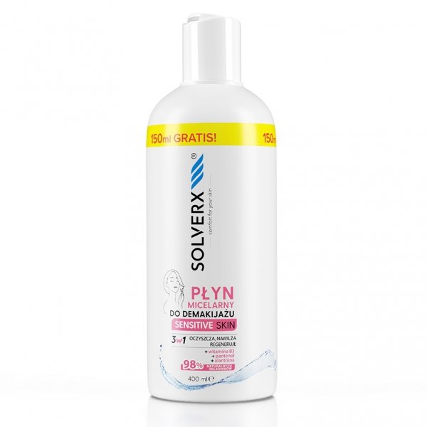 SOLVERX Sensitive Skin Płyn micelarny do demakijażu 3w1 400 ml