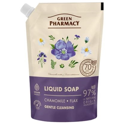 GREEN PHARMACY Mydło w płynie Rumianek i len - zapas, 460ml