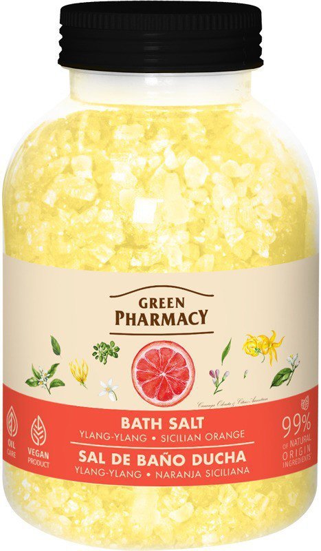 Sól do kąpieli Ylang-ylang i Sycylijska pomarańcza, GREEN PHARMACY, 1000 g