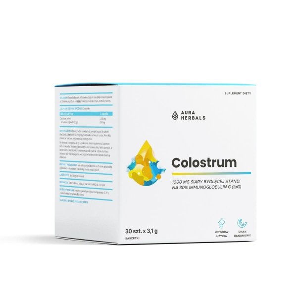 Colostrum 1000 mg Bananowe Suplement diety, AURA HERBALS, 30 saszetek