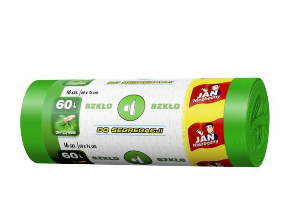 Sarantis Jan Niezbędny Worki do segregacji śmieci zielone - szkło 60L  1op.-16szt