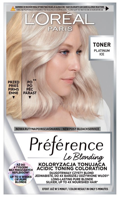 LOREAL Preference Le Blonding Toner koloryzujący do włosów blond - Platinum Ice 1op.