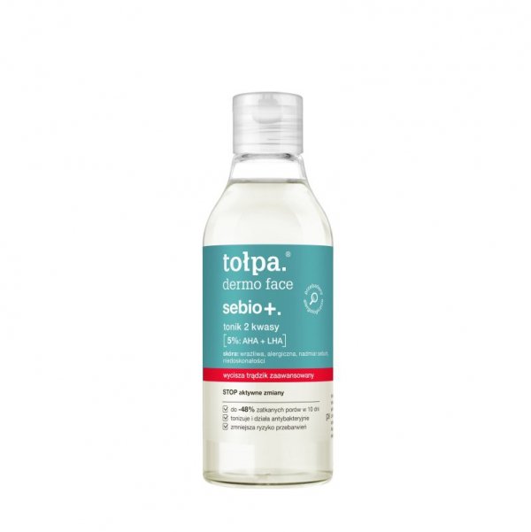 TOŁPA Dermo Face Sebio+ Tonik do twarzy 2 Kwasy 5%: AHA+LHA 200 ml